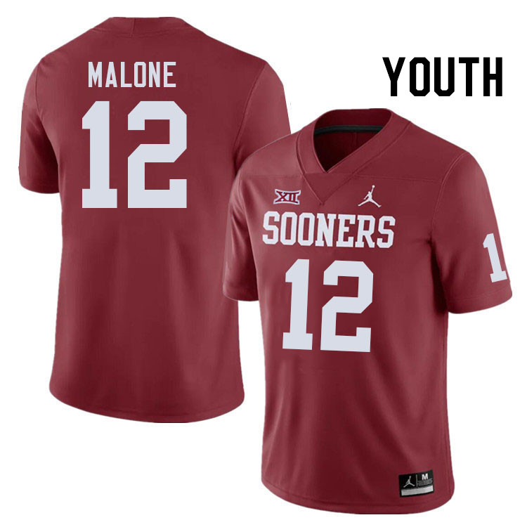 Youth #12 Dez Malone Oklahoma Sooners College Football Jerseys Stitched-Crimson